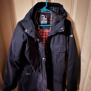 River Edge Black Jacket Weather-Resistant Hooded Design size XL
